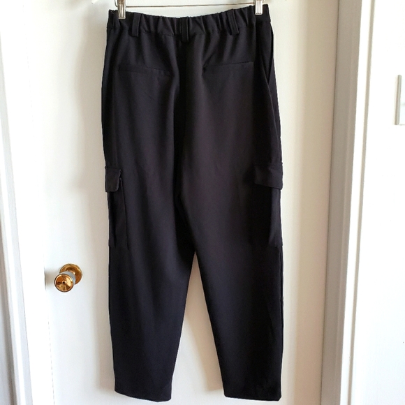 Femme by Design Black Baggy Dress Cargo Trousers Silver Ankle Snap Women S-L NWT - Picture 2 of 11